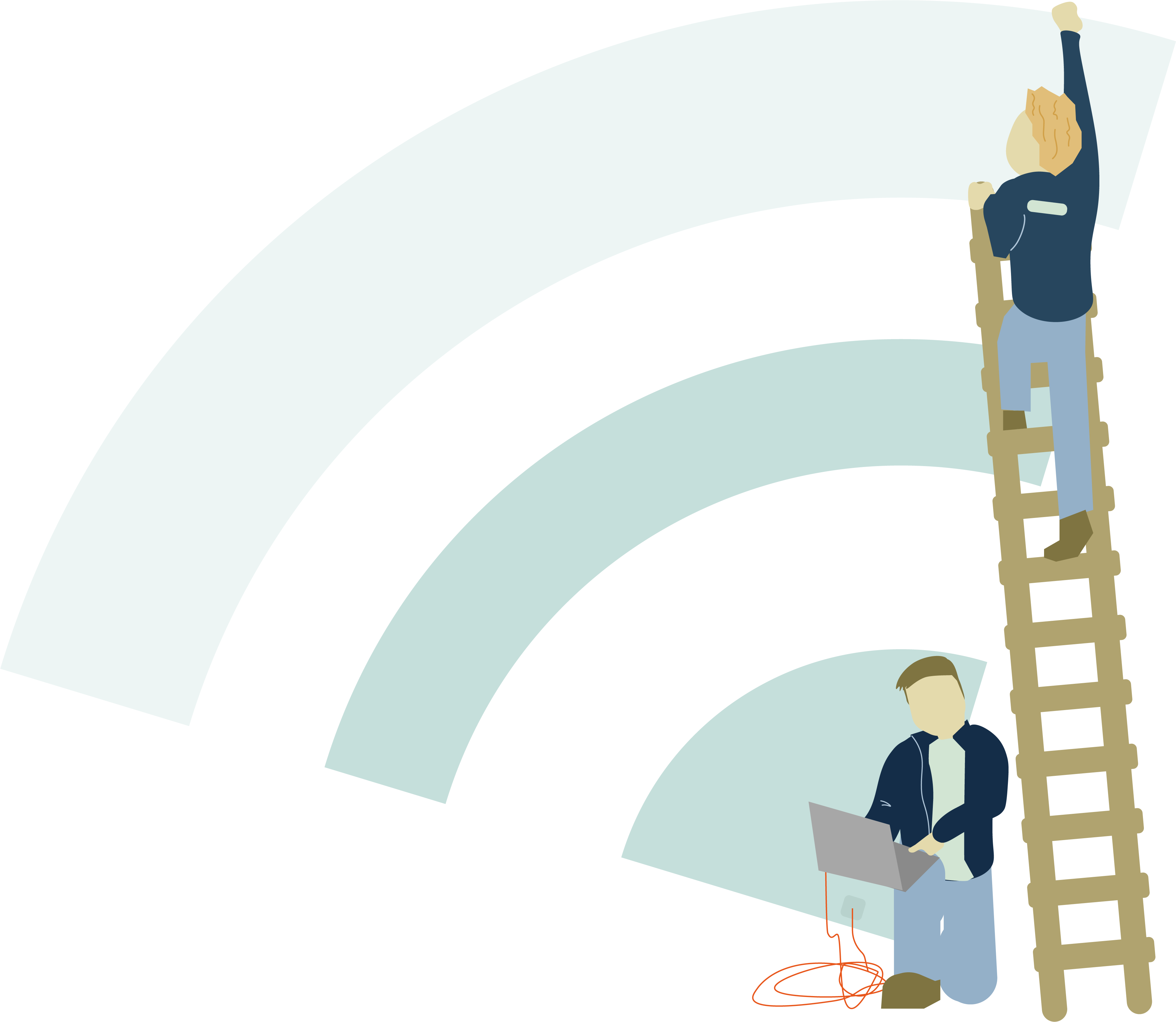 Cartoon of Engineers fixing a wifi signal